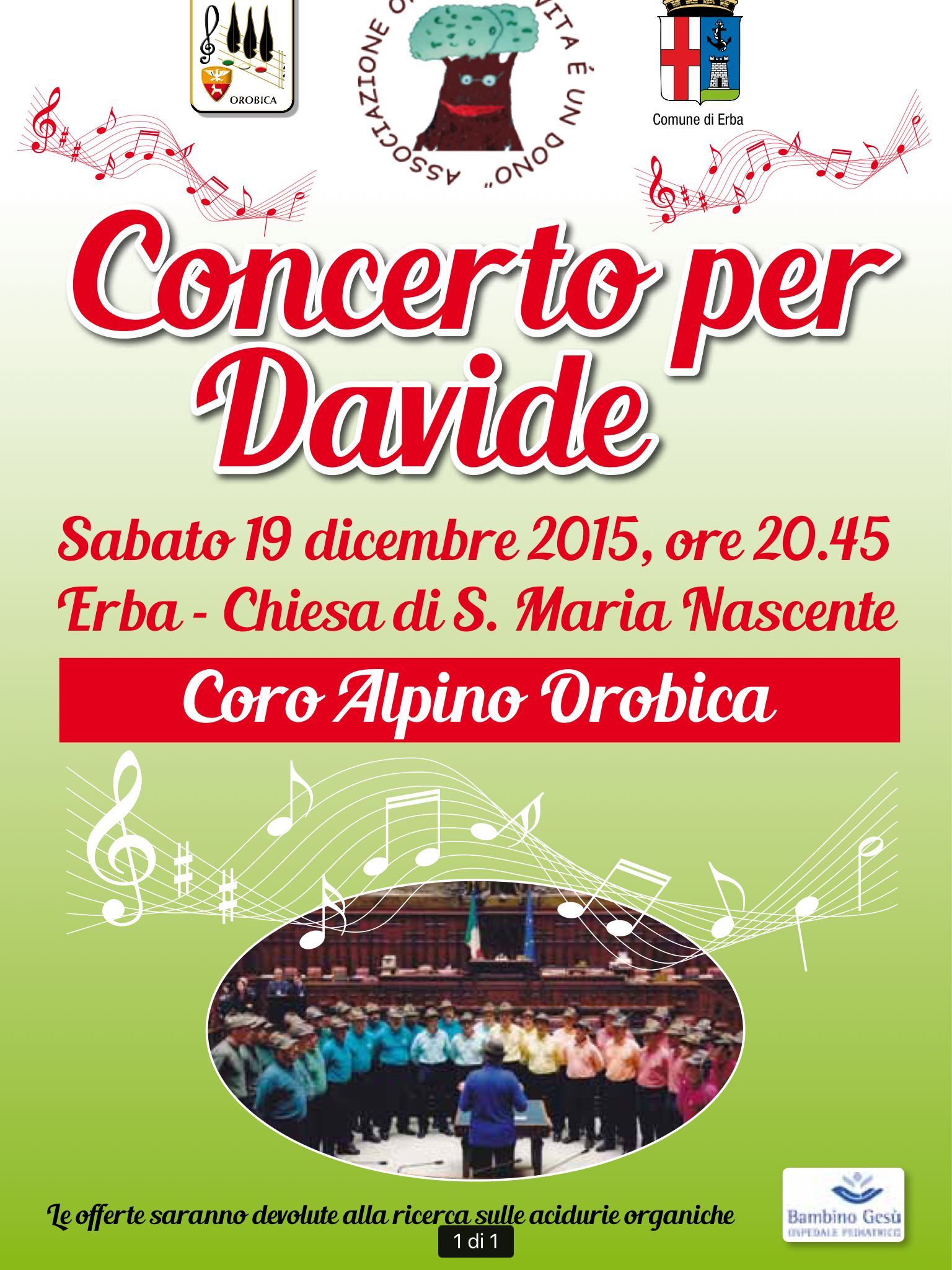 Concerto per Davide sabato 19 dicembre 2015