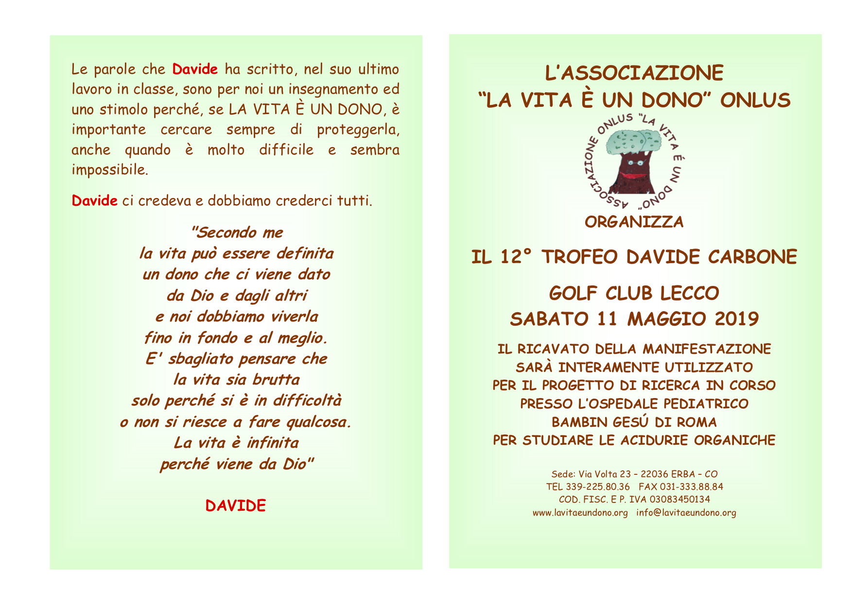 XII Trofeo Davide Carbone al Golf Club Lecco